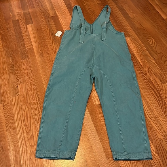 Free People High Roller Turquoise Denim Jumpsuit Size Large NWT - Picture 9 of 14